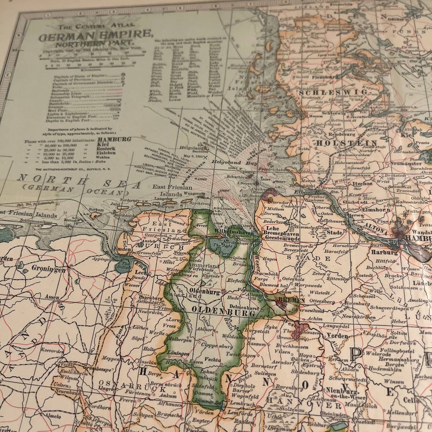 1897 Century Atlas Map of NORTHERN GERMAN EMPIRE PRE WWI Engraved 12.5x17 FL5