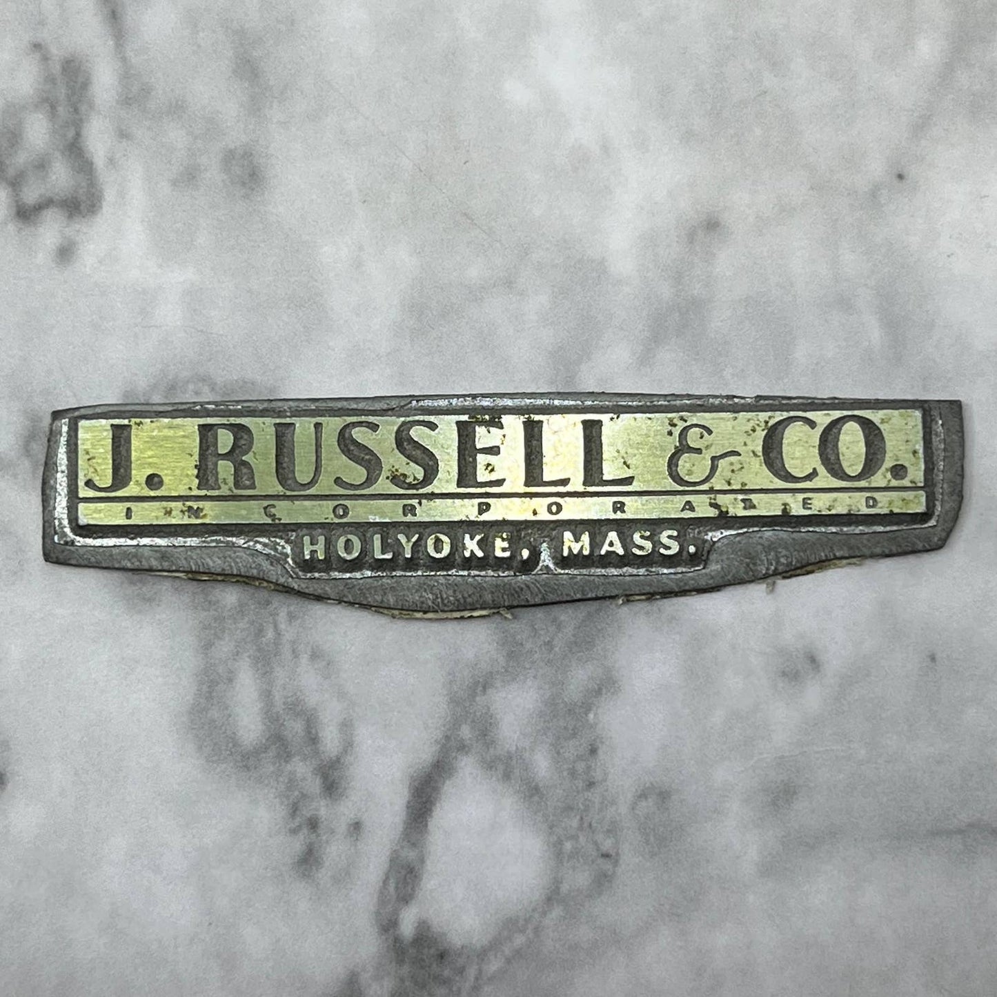 Vintage Letterpress Printers Block Plate J. Russell & Co Holyoke MA SE833