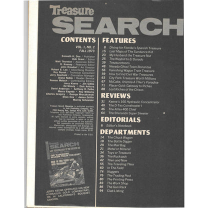 Treasure Search Magazine - Treasure Hunting Metal Detecting Fall 1973 M3