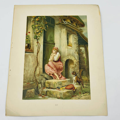 1880s Victorian Art Print Colored LA CIGALE E. Metzmacher