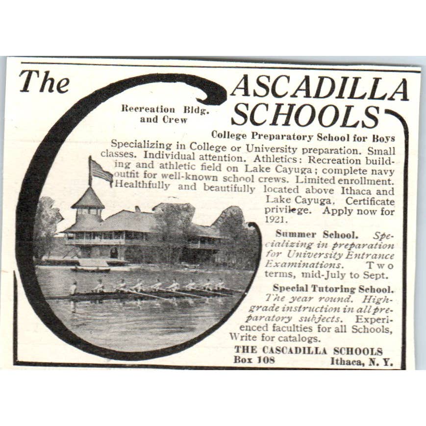 Cascadilla Schools Lake Cayuga Ithaca New York - 1921 Original Ad TJ7-S7