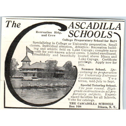Cascadilla Schools Lake Cayuga Ithaca New York - 1921 Original Ad TJ7-S7