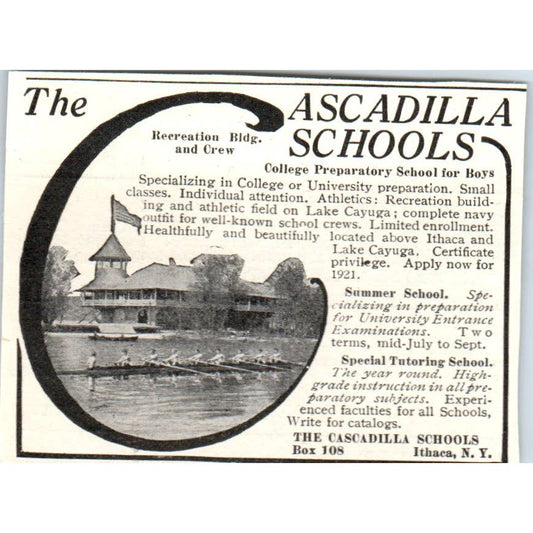 Cascadilla Schools Lake Cayuga Ithaca New York - 1921 Original Ad TJ7-S7