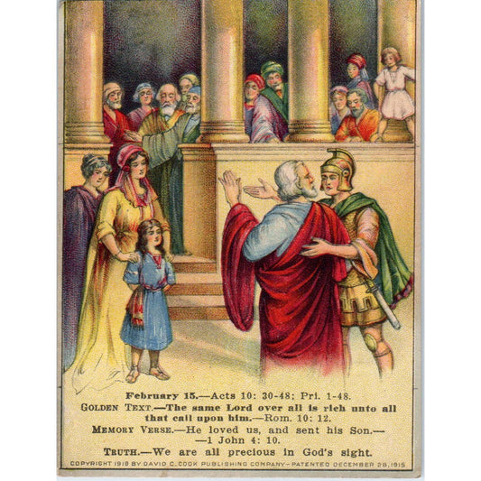 1920 Christian GERMAN Lesson Picture Card We Are All Precious in God's Sight SE5