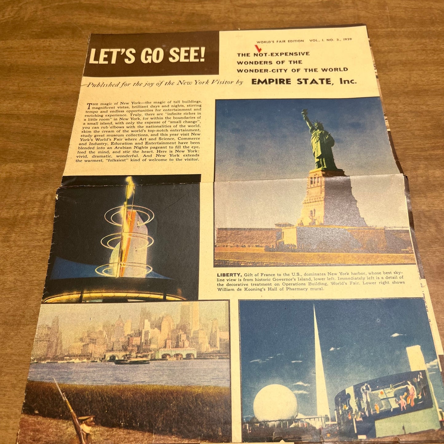 1939 New York World’s Fair Let’s Go See Vol. 1 No. 3 Color Paper Brochure A6