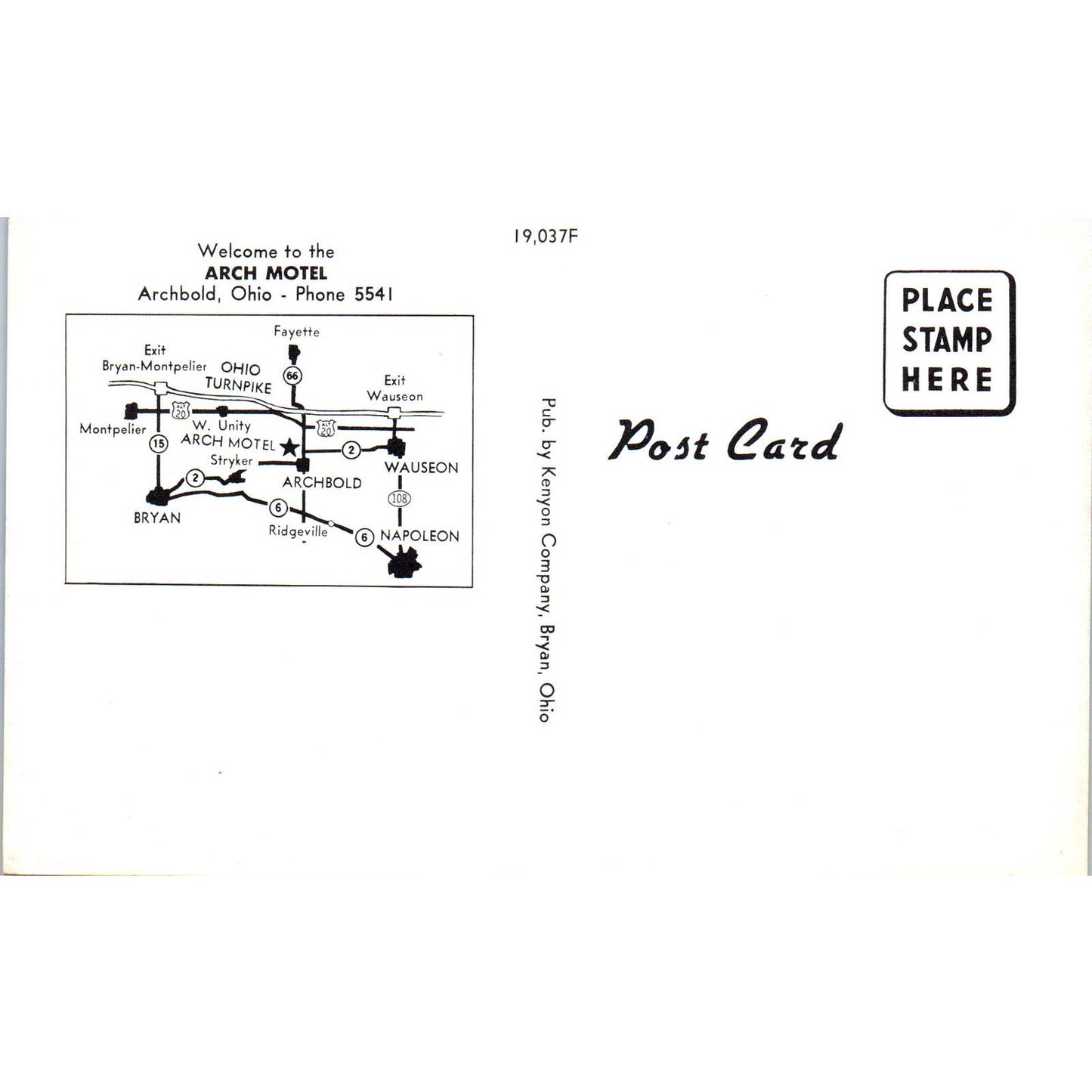 Arch Motel Archbold Ohio - Original Postcard TJ7-RP2