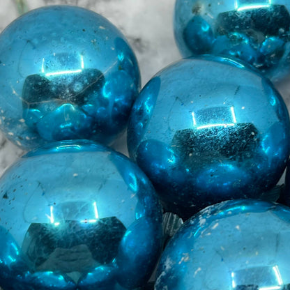 Shiny Brite 12 Vintage 1 3/4" Mercury Glass Ornaments Blue OT1