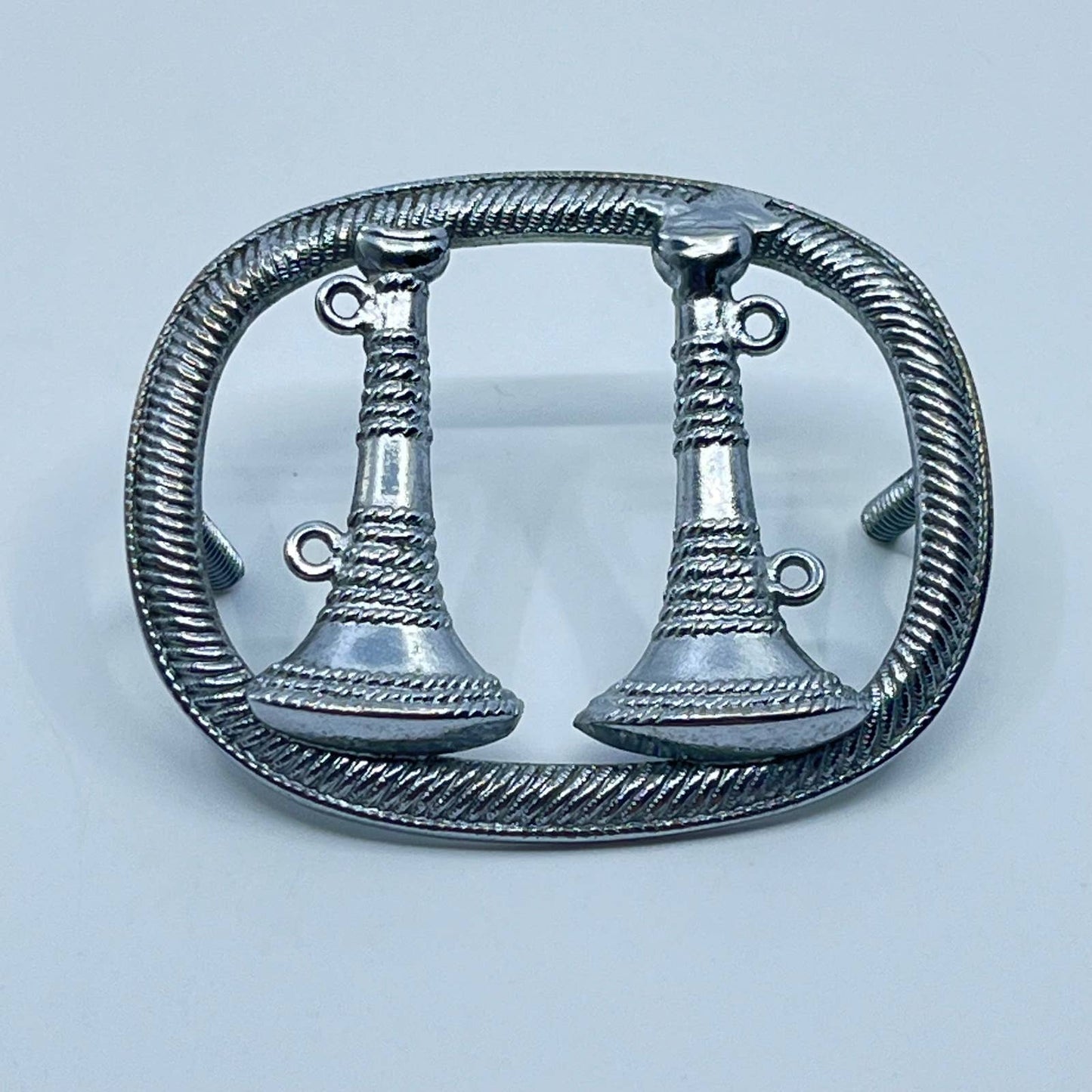 Vintage Firefighter’s Hat Pin Silver Tone 2 Bugle SD4