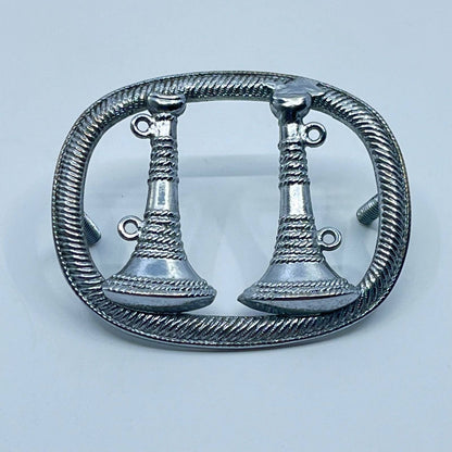 Vintage Firefighter’s Hat Pin Silver Tone 2 Bugle SD4