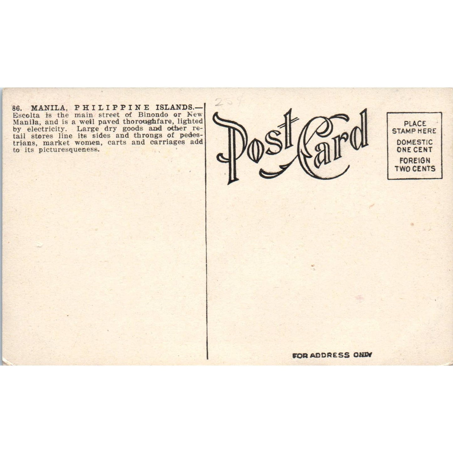 Manila Philippines Escolta Street View Original Postcard TK1-21