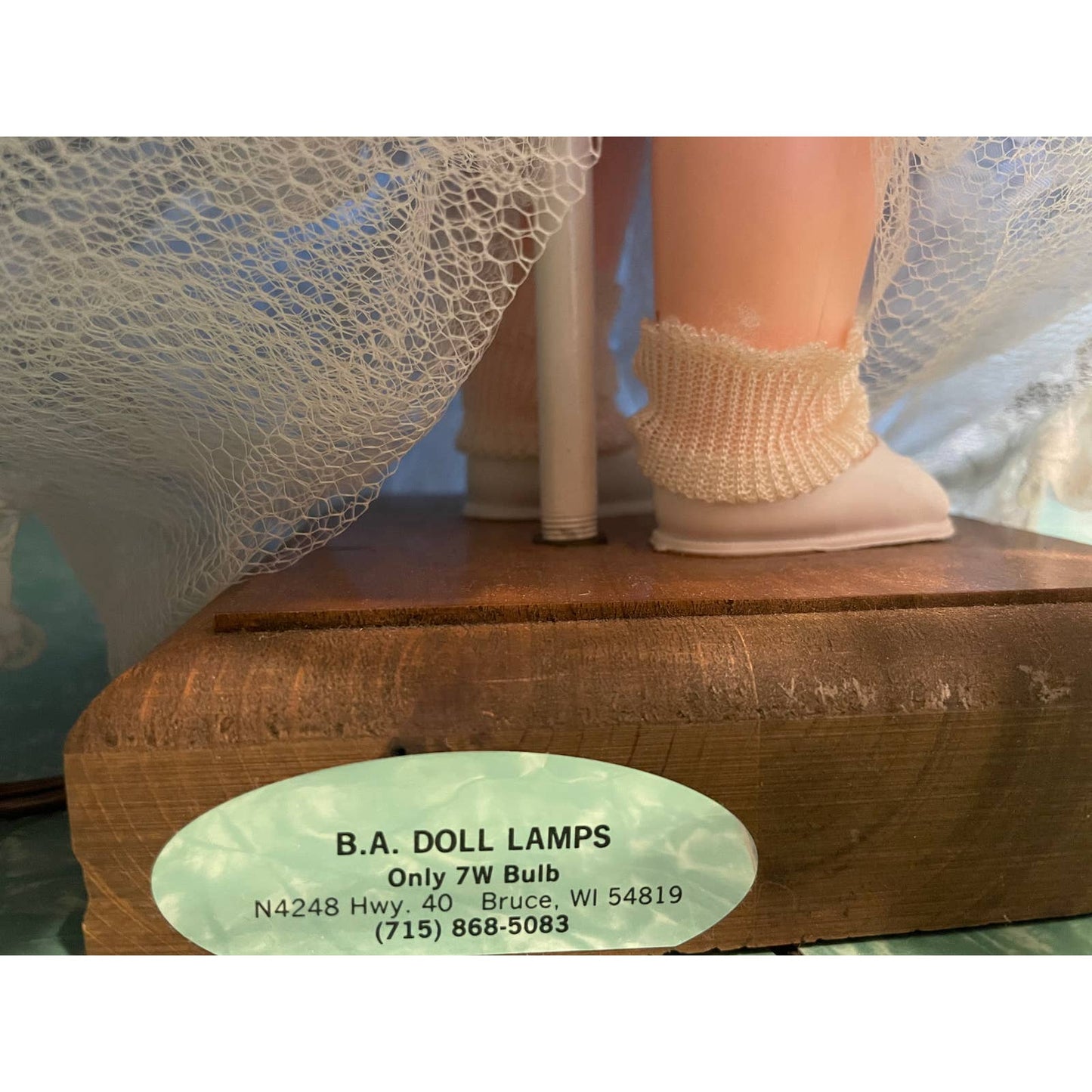 Vintage B. A. Doll Lamp Nightlight Boudoir Victorian Dress Bruce WI - WORKS