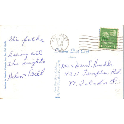 Entrance to Ernest Hemingway Home Key West FL 1949 Original Postcard P1-15