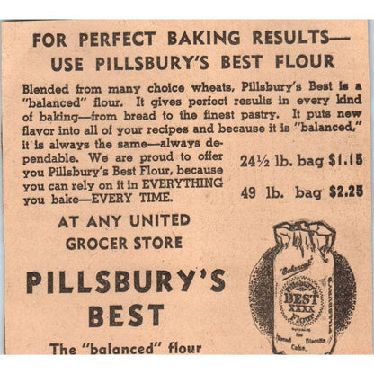 1935 Minneapolis Journal Newspaper Ad Pillsbury's Best Balanced Flour FL5-6