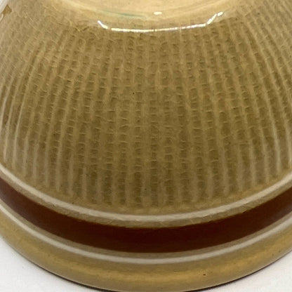 Antique HULL Pottery Brown Banded Ribbed Yellow Ware Mixing Bowl 5" Diameter TH5
