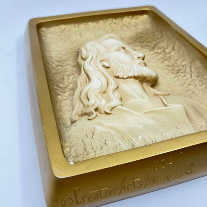 1959 Chalkware Jesus 3D Messiah Relief by Victor Creative Arts Inc. 8.5x11” TE6