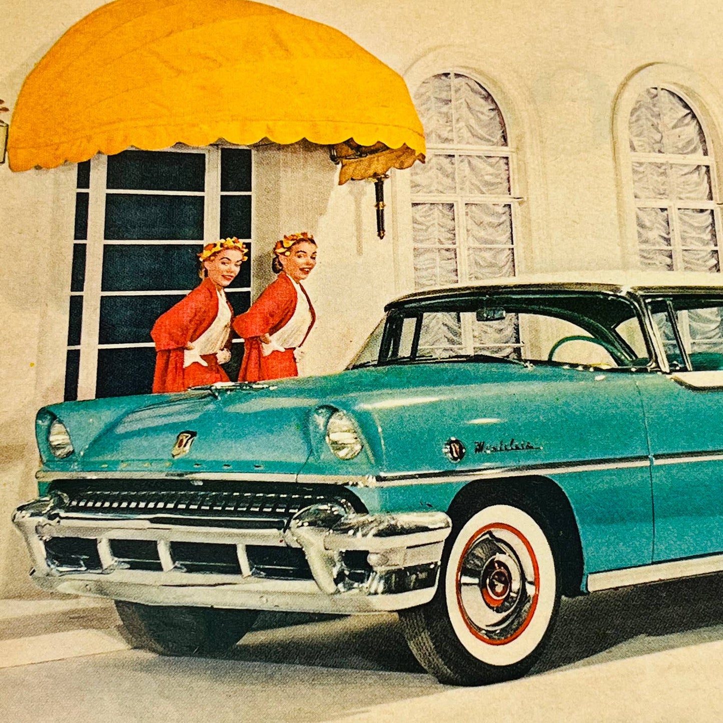 Vintage AD 1955 Teal Mercury Extra-Low Silhouette Montclair Sport Coupe AA1