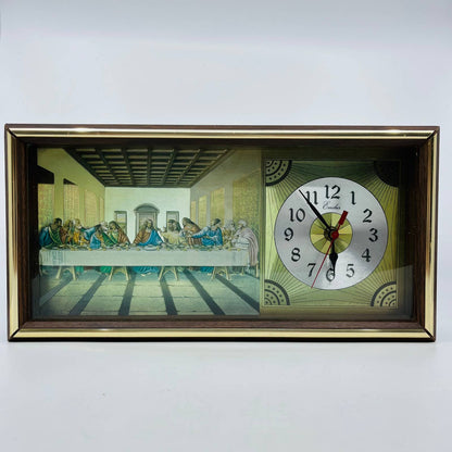 Vintage 1970s Emdur Jesus The Last Supper Chromium Wall Clock WORKS 14 x 7 TC5