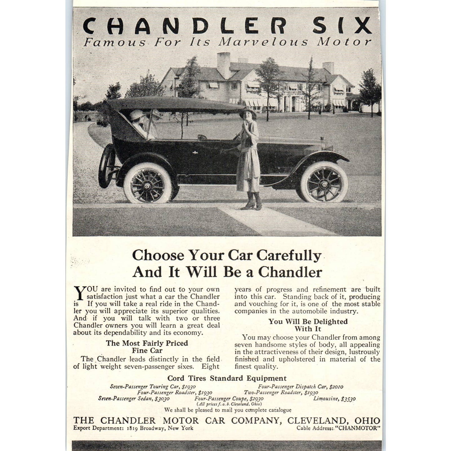 Chandler Six - Chandler Motor Car Company Cleveland - 1921 Original Ad TJ7-L