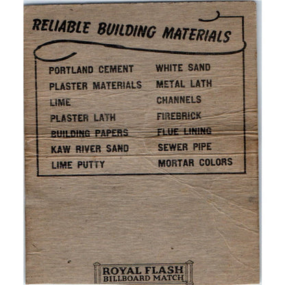 Peck-Woolf Sand Co Kansas City MO Wide Advertising Matchbook Cover SA6-M7