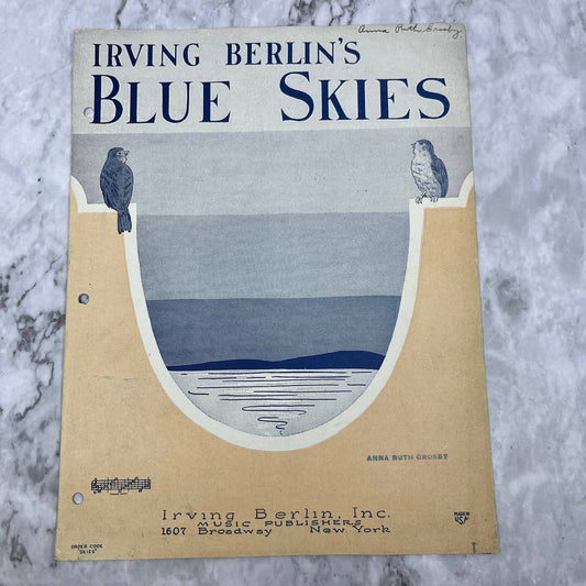 Vintage Sheet Music Blue Skies Irving Berlin 1927￼ TJ4
