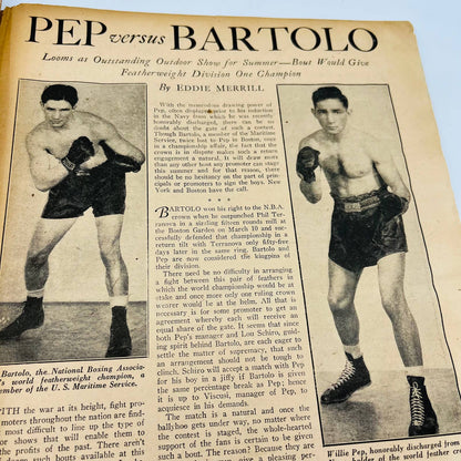 1944 Aug - The Ring Boxing Magazine – Sal Bartola Cover WWII Irvin Cobb TA5