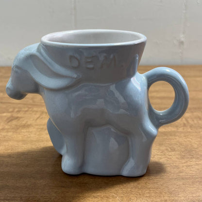 Vintage 1986 Frankoma Democrat DNC Elephant Political Mug Blue Glaze Dukakis TG7