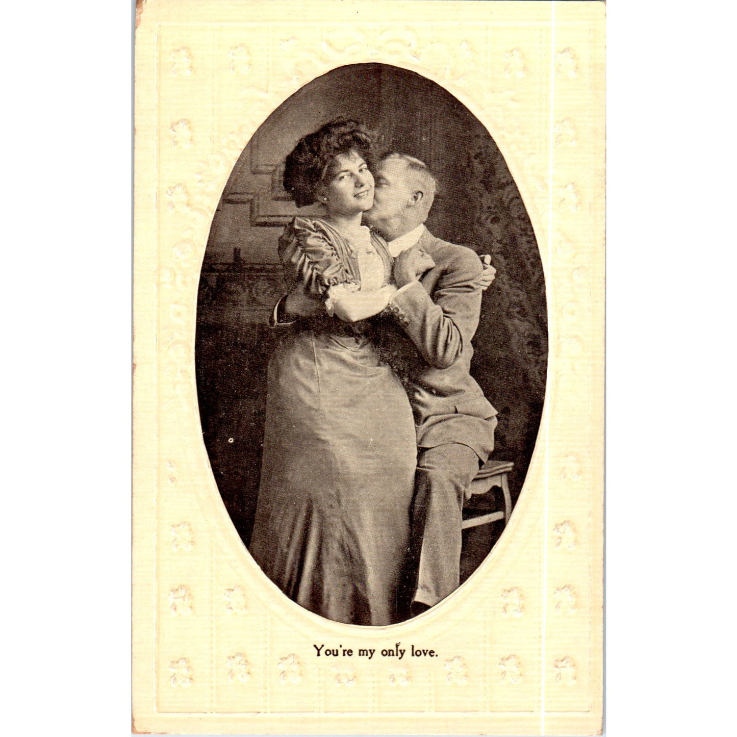 You're My Only Love Victorian Couple Romance Original Postcard P2-8