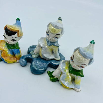 Vintage 1950s Hand Painted Christmas Elf Girl Figurines Set of 3 TB8