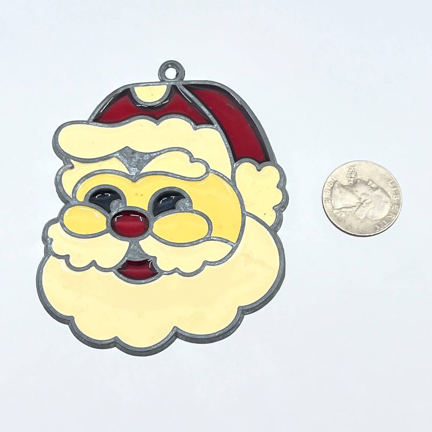 Vintage Santa Claus Suncatcher Christmas Tree Ornament 4" TG1