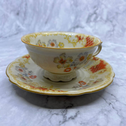 1950s Seltmann Weiden Germany China Tea Cup and Saucer Orange Floral TD6