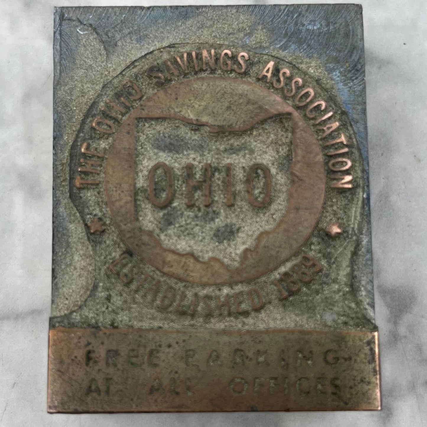 Vintage Printing Letterpress Printers Block Plate Ohio Savings Association TJ54