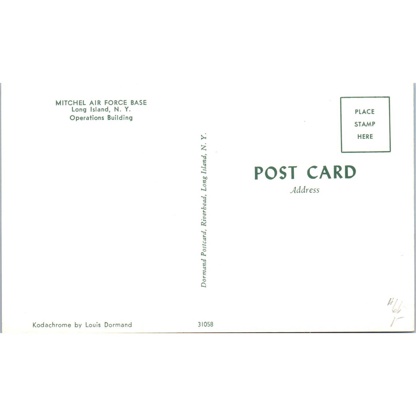 Mitchel Air Force Base Long Island NY Operations Bldg Original Postcard TK1-P19