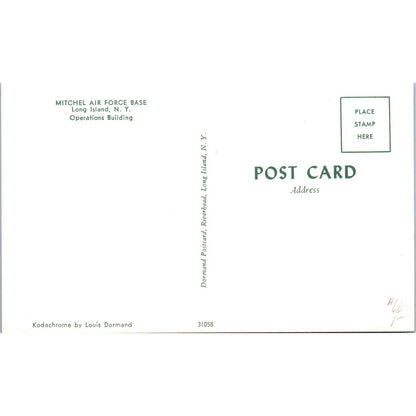 Mitchel Air Force Base Long Island NY Operations Bldg Original Postcard TK1-P19