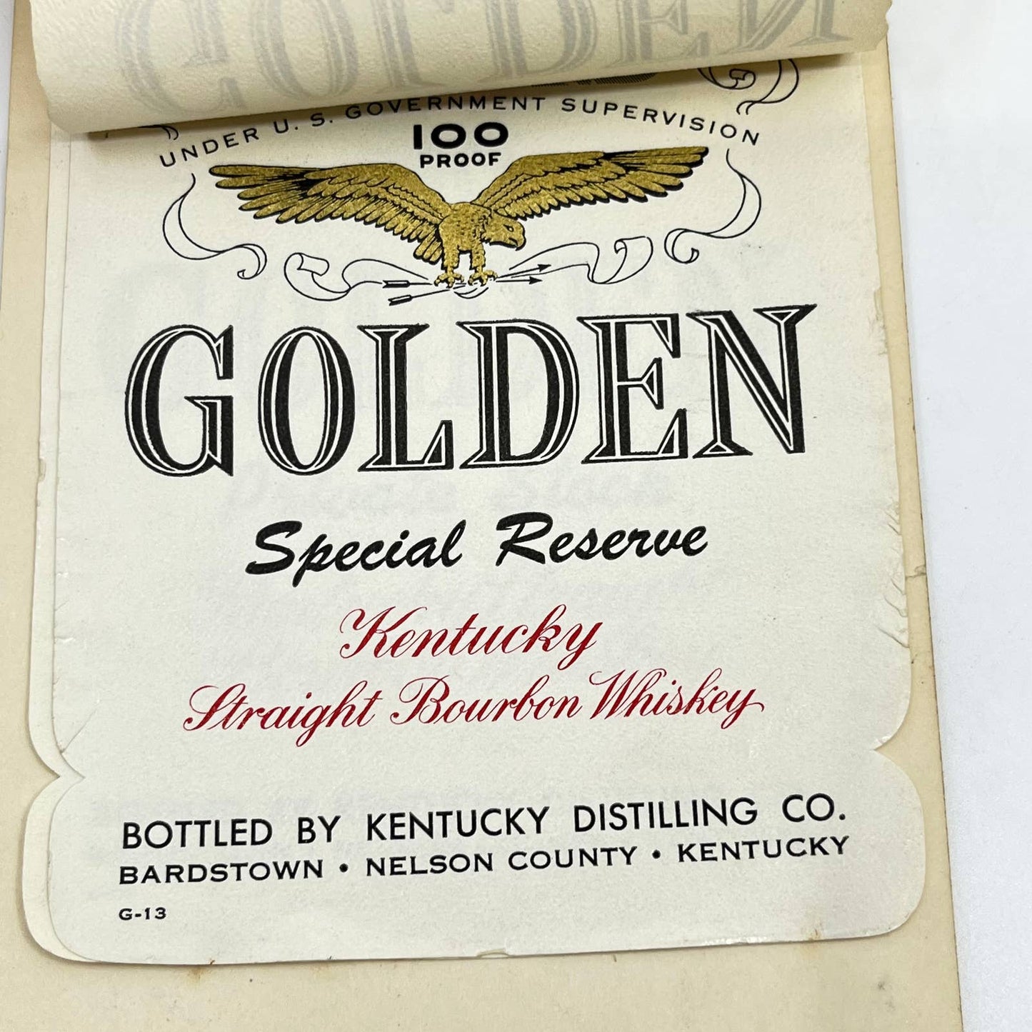 Golden Deluxe Whiskey Label Set of 3 Kentucky Distilling Co Bardstown KY