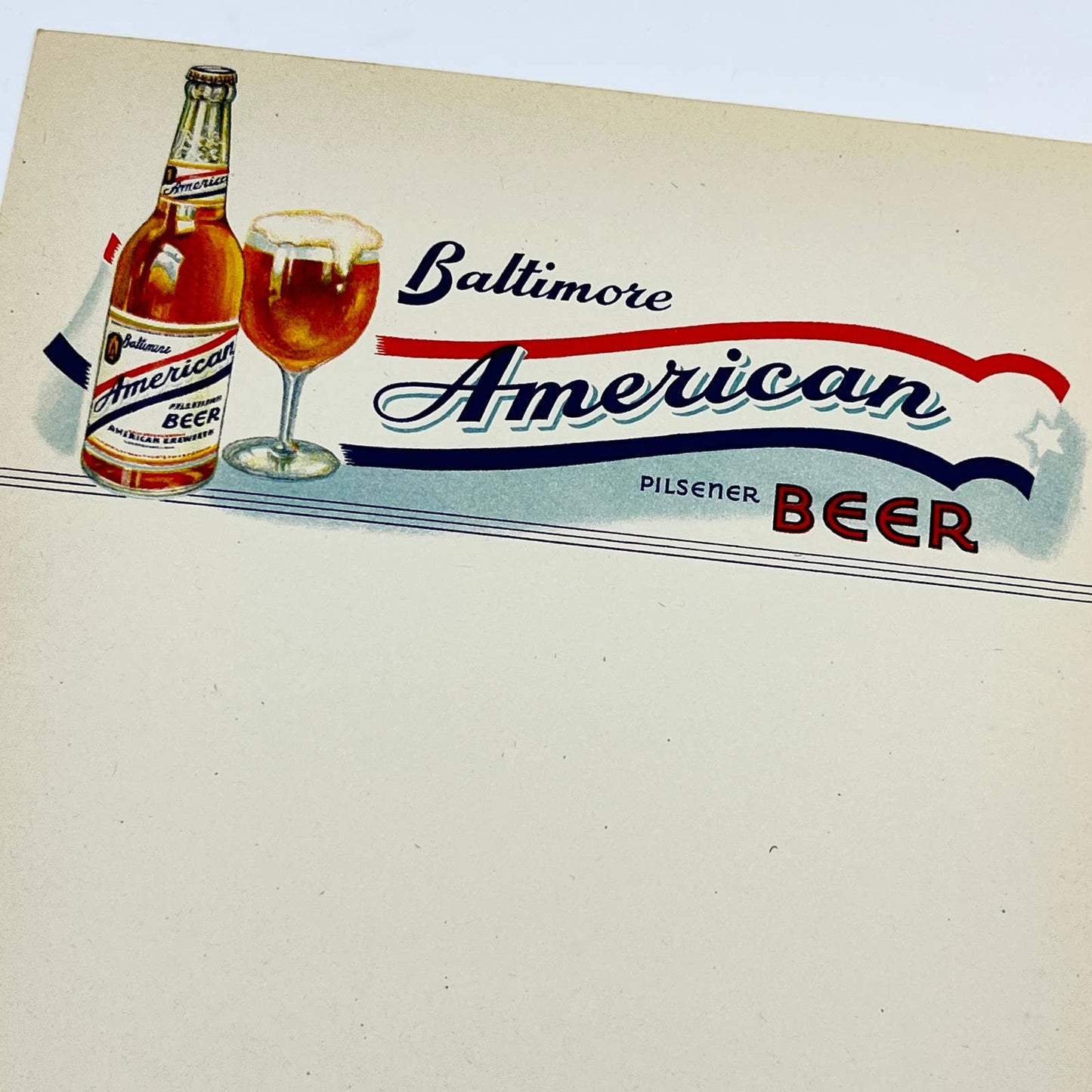 Vintage Baltimore American Pilsner Beer Letterhead AA8