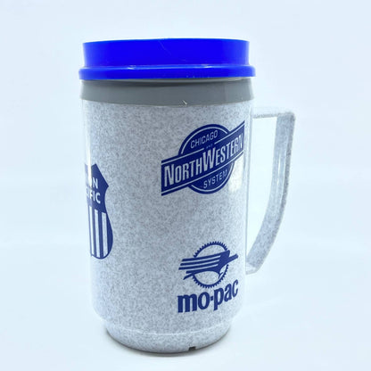 Vintage Northwestern Railroad Union Pacific M-K-T Katy RR MO-Pac Travel Mug TC7