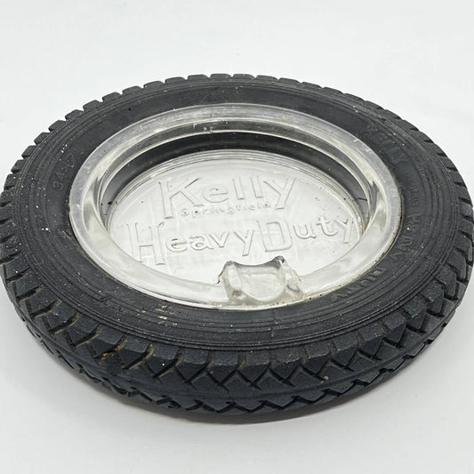 Vintage Kelly Springfield Heavy Duty Tire Glass Advertising Ashtray TE3