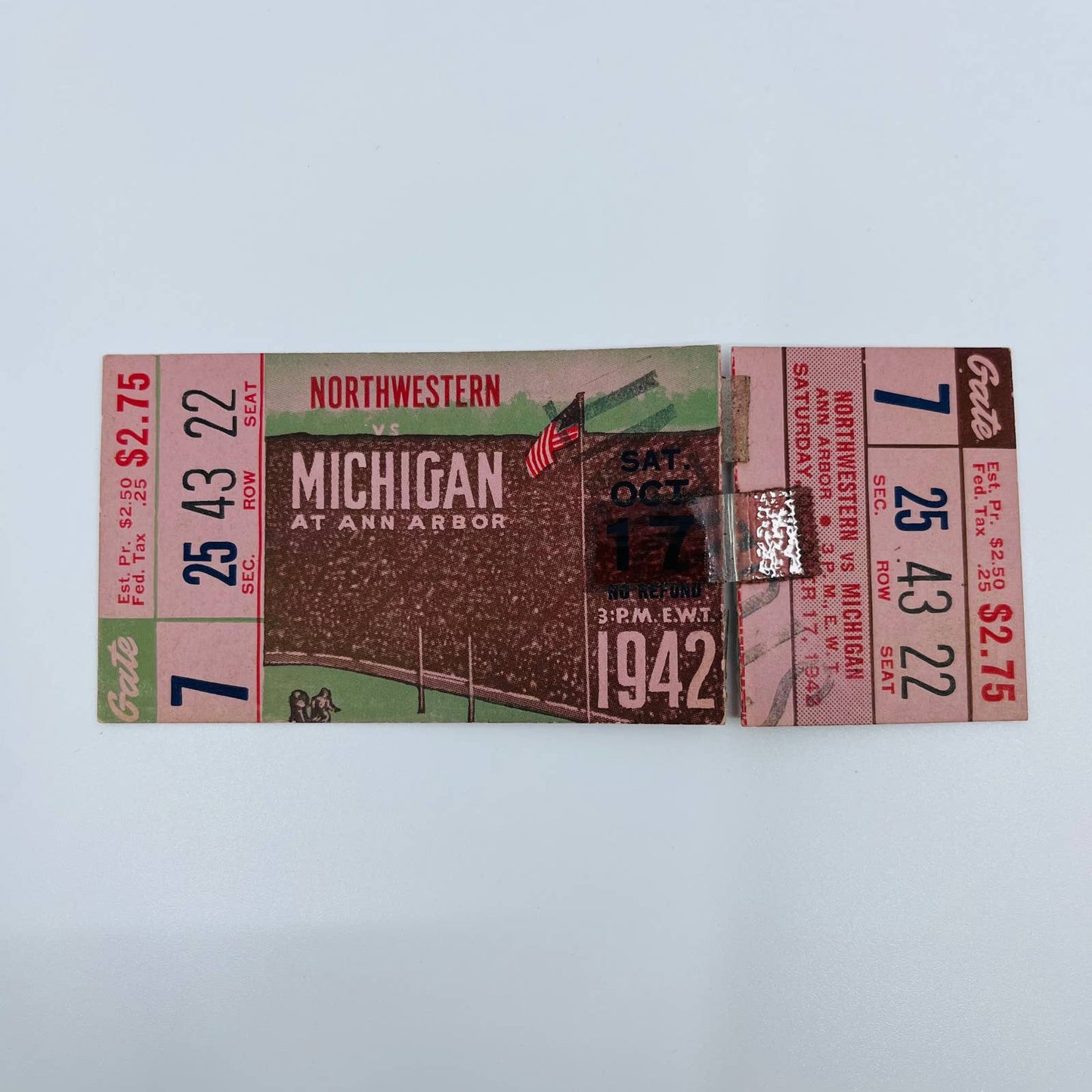 1942 Northwestern vs Michigan College Football Ticket Stub AA2