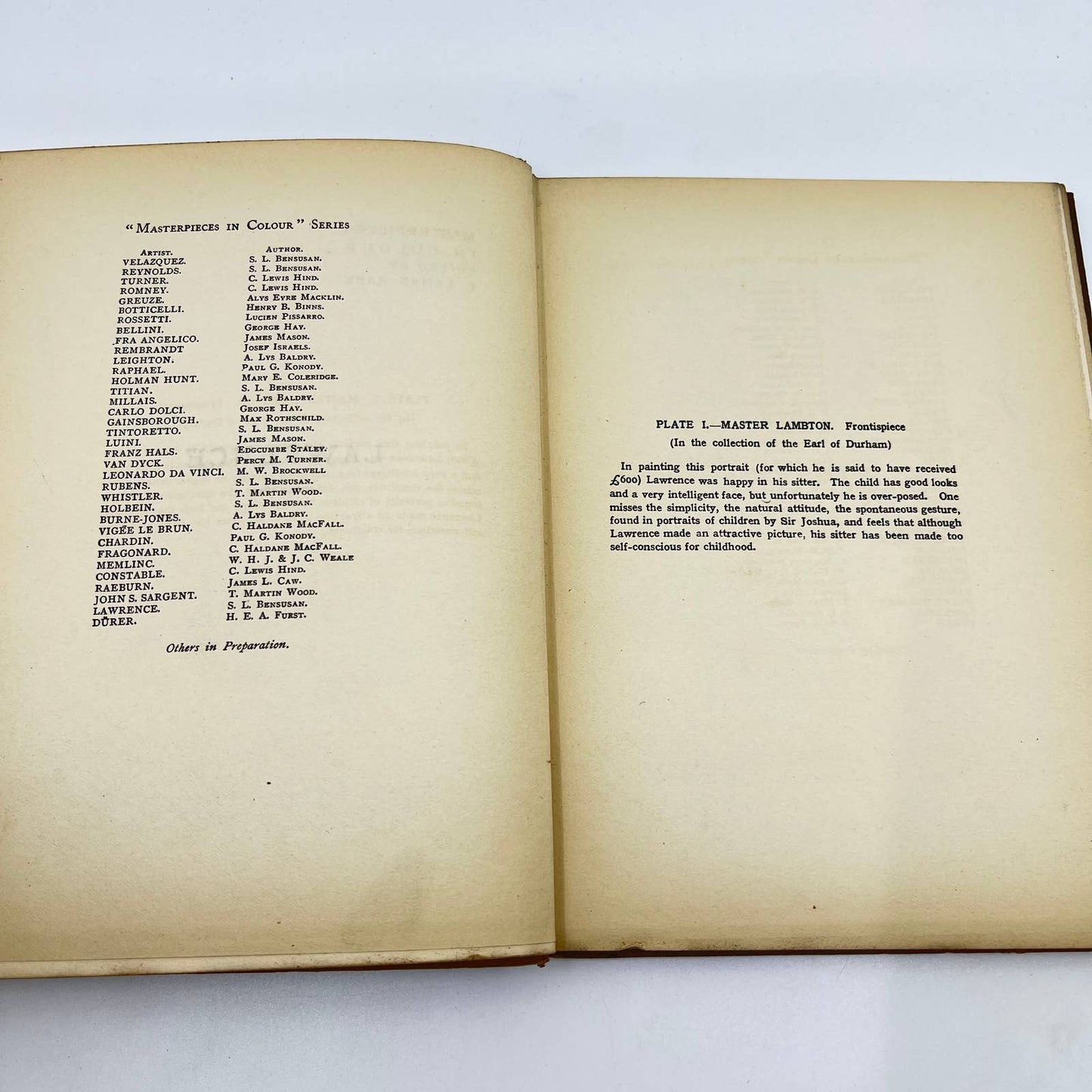 c1910 LAWRENCE Masterpieces in Color S.L. Bensusan TE9