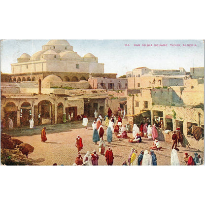 Bab Sujka Square Tunis Algeria 1914 Original Postcard TK1-21