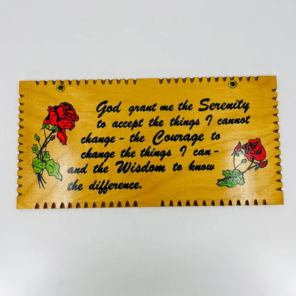 Vintage Hand Made Poplar Wood Serenity Prayer Plaque AA 11 x 6” TB6