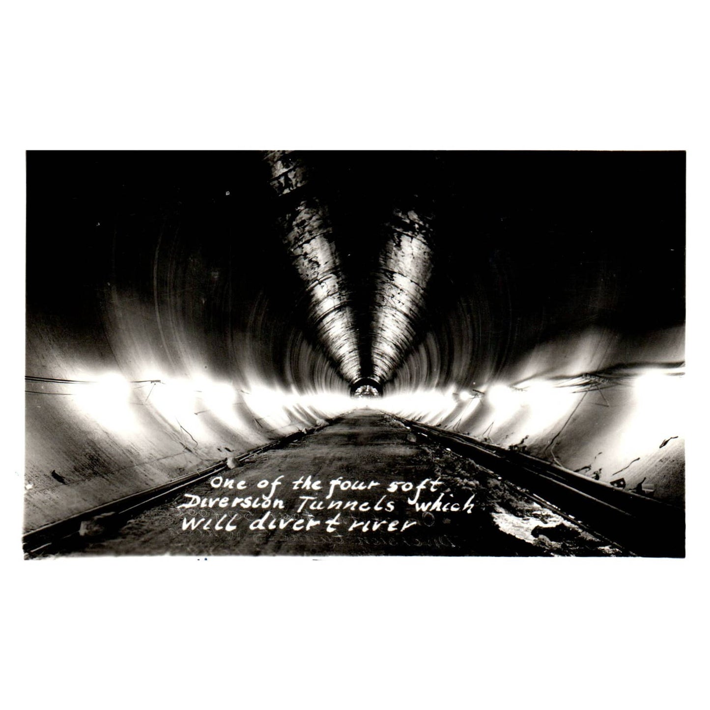 Diversion Tunnel Interior - Hoover Dam - Original Postcard RPPC TJ8-4