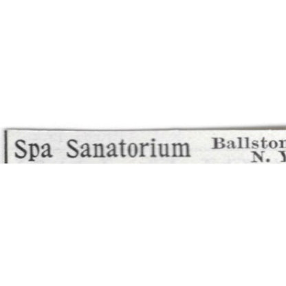 Spa Sanatorium Ballston Spa NY A.I. Thayer - 1903 Original Ad AK5-S31