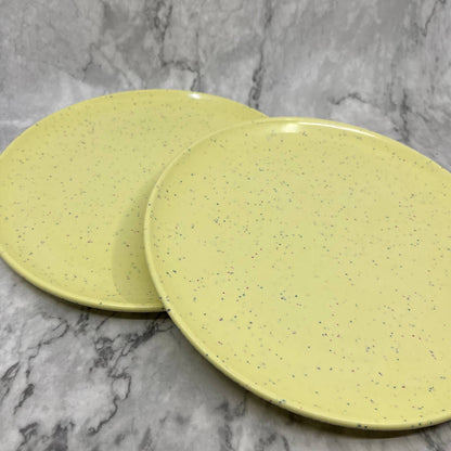 MCM Imperial Ware Speckled Confetti Yellow Dinner Plate Set Melmac Malamine TA3