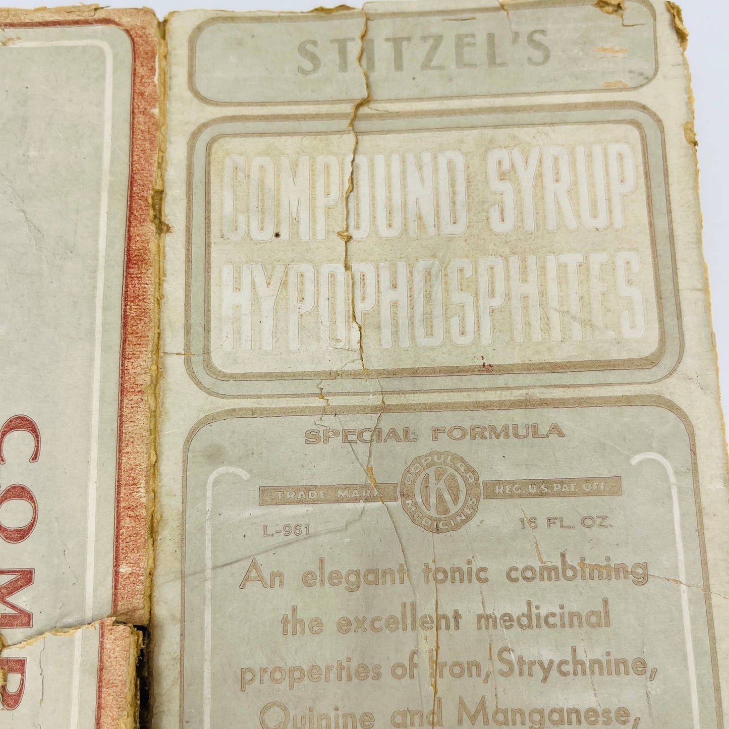 Antique Quack Medicine Box Compound Syrup Hypophosphites Myerstown PA C10