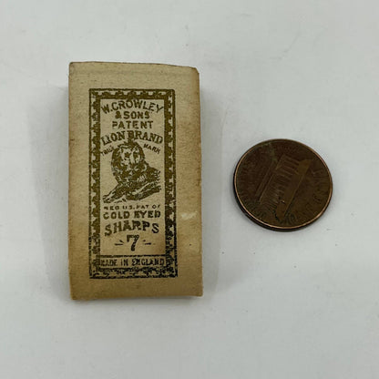 1893 Edwardian Sewing Needle Packet Collectible W. Crowley & Sons Lion Brand SC4