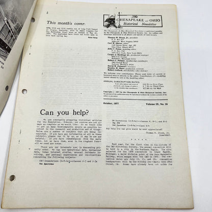 1977 OCT Chesapeake and Ohio Historical Newsletter C&O RR Thomas Dixon WV M1-2
