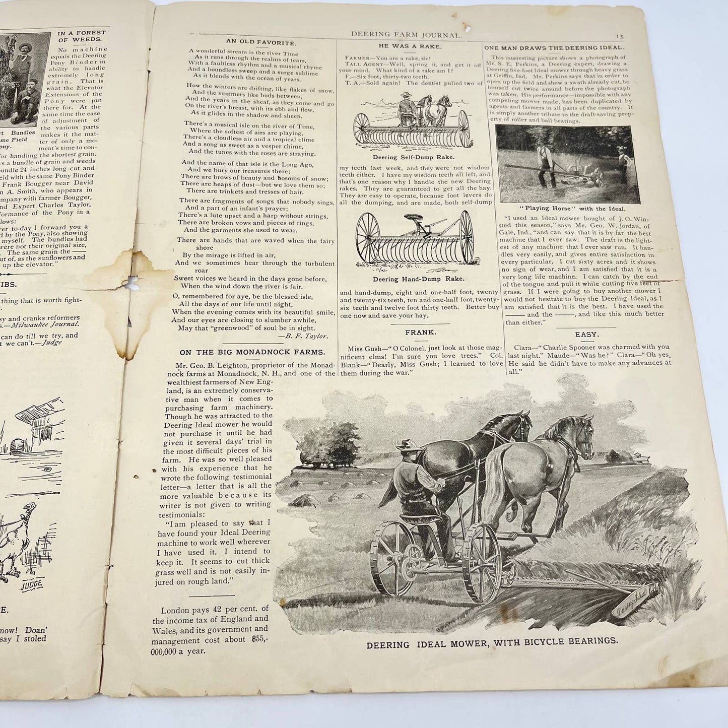 1895 April Deering's Farm Journal No. 3 Rural Blacksmith Cover TF7