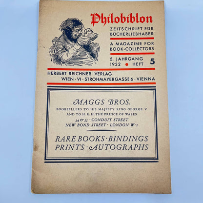 1932 Philobiblon Zeitschrift für Bücherliebhaber Book Collectors Magazine #5 TF3