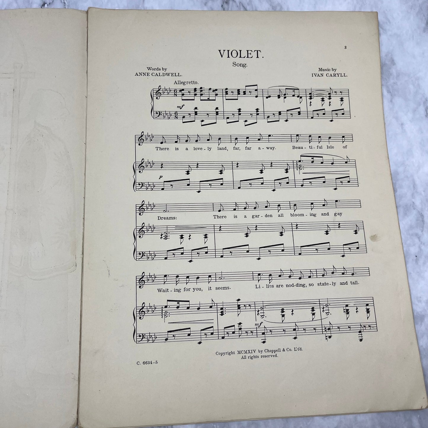 Chin-Chin - VIOLET 1914 Vintage Sheet Music Caldwell & Caryll V38